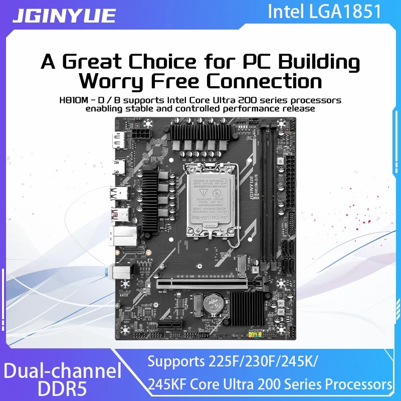 Ddr5 64Gb - JGINYUE H810 マザーボード Intel LGA1851 デュアルチャネル