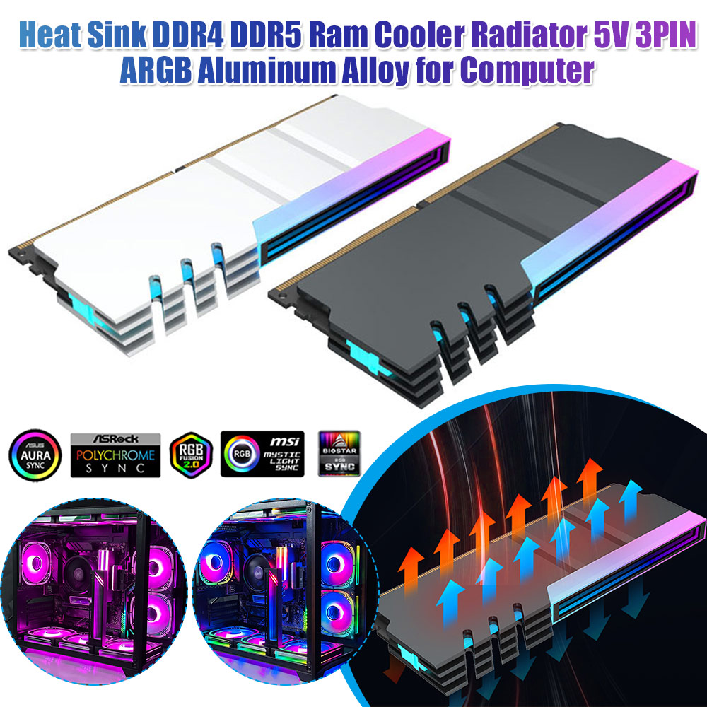 Ddr5 Rgb Ram - 5V 3ピンARGB PCメモリモジュールヒートシンクラジエーター PCメモリ冷却ベスト ヒートシンククーラー DDR4
